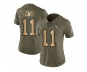 Women Nike New Orleans Saints #11 Tommylee Lewis Limited Olive Gold 2017 Salute to Service NFL Jersey