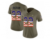 Women Nike New Orleans Saints #22 Mark Ingram Limited Olive USA Flag 2017 Salute to Service NFL Jersey