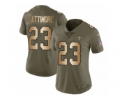 Women Nike New Orleans Saints #23 Marshon Lattimore Limited Olive Gold 2017 Salute to Service NFL Jersey
