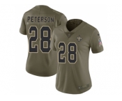 Women Nike New Orleans Saints #28 Adrian Peterson Olive Stitched NFL Limited 2017 Salute to Service Jersey