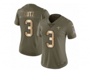 Women Nike New Orleans Saints #3 Will Lutz Limited Olive Gold 2017 Salute to Service NFL Jersey