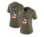 Women Nike New Orleans Saints #3 Will Lutz Limited Olive USA Flag 2017 Salute to Service NFL Jersey