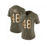 Women Nike New Orleans Saints #48 Vonn Bell Limited Olive Gold 2017 Salute to Service NFL Jersey