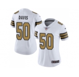 Women Nike New Orleans Saints #50 DeMario Davis White Stitched NFL Limited Rush Jersey