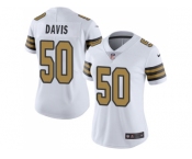 Women Nike New Orleans Saints #50 DeMario Davis White Stitched NFL Limited Rush Jersey