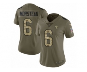 Women Nike New Orleans Saints #6 Thomas Morstead Limited Olive Camo 2017 Salute to Service NFL Jersey