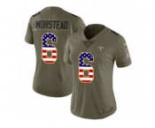 Women Nike New Orleans Saints #6 Thomas Morstead Limited Olive USA Flag 2017 Salute to Service NFL Jersey