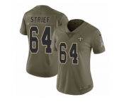 Women Nike New Orleans Saints #64 Zach Strief Limited Olive 2017 Salute to Service NFL Jersey