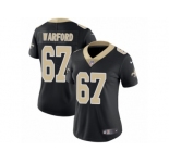 Women Nike New Orleans Saints #67 Larry Warford Black Team Color Vapor Untouchable Limited Player NFL Jersey