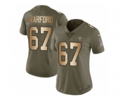 Women Nike New Orleans Saints #67 Larry Warford Limited Olive Gold 2017 Salute to Service NFL Jersey