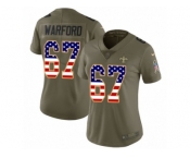 Women Nike New Orleans Saints #67 Larry Warford Limited Olive USA Flag 2017 Salute to Service NFL Jersey