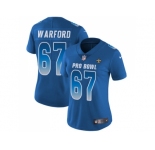 Women Nike New Orleans Saints #67 Larry Warford Royal Stitched NFL Limited NFC 2018 Pro Bowl Jersey