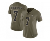 Women Nike New Orleans Saints #7 Morten Andersen Limited Olive 2017 Salute to Service NFL Jersey