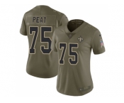 Women Nike New Orleans Saints #75 Andrus Peat Olive Stitched NFL Limited 2017 Salute to Service Jersey