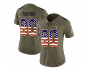 Women Nike New Orleans Saints #80 Clay Harbor Limited Olive USA Flag 2017 Salute to Service NFL Jersey