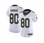 Women Nike New Orleans Saints #80 Clay Harbor White Vapor Untouchable Limited Player NFL Jersey
