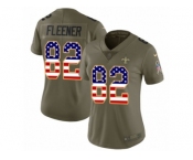 Women Nike New Orleans Saints #82 Coby Fleener Limited Oliv USA Flag 2017 Salute to Service NFL Jersey