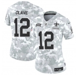 Women's New Orleans Saints #12 Chris Olave 2024 F.U.S.E Arctic Camo Salute To Service Limited Stitched Football Jersey