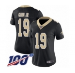 Women's New Orleans Saints #19 Ted Ginn Jr Black Team Color Vapor Untouchable Limited Player 100th Season Football Jersey
