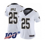 Women's New Orleans Saints #25 Eli Apple White Vapor Untouchable Limited Player 100th Season Football Jersey