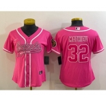 Women's New Orleans Saints #32 Tyrann Mathieu Pink With Patch Cool Base Stitched Baseball Jersey