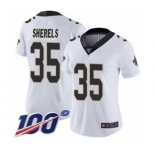 Women's New Orleans Saints #35 Marcus Sherels White Vapor Untouchable Limited Player 100th Season Football Jersey