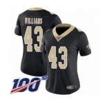 Women's New Orleans Saints #43 Marcus Williams Black Team Color Vapor Untouchable Limited Player 100th Season Football Jersey