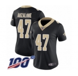 Women's New Orleans Saints #47 Alex Anzalone Black Team Color Vapor Untouchable Limited Player 100th Season Football Jersey