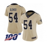 Women's New Orleans Saints #54 Kiko Alonso Limited Gold Inverted Legend 100th Season Football Jersey