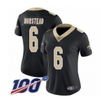 Women's New Orleans Saints #6 Thomas Morstead Black Team Color Vapor Untouchable Limited Player 100th Season Football Jersey