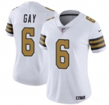 Women's New Orleans Saints #6 Willie Gay White Color Rush Football Stitched Jersey