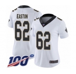 Women's New Orleans Saints #62 Nick Easton White Vapor Untouchable Limited Player 100th Season Football Jersey