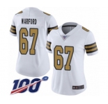 Women's New Orleans Saints #67 Larry Warford Limited White Rush Vapor Untouchable 100th Season Football Jersey