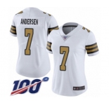 Women's New Orleans Saints #7 Morten Andersen Limited White Rush Vapor Untouchable 100th Season Football Jersey