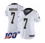 Women's New Orleans Saints #7 Morten Andersen White Vapor Untouchable Limited Player 100th Season Football Jersey