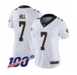 Women's New Orleans Saints #7 Taysom Hill White Vapor Untouchable Limited Player 100th Season Football Jersey