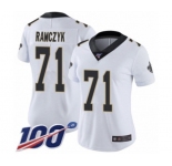 Women's New Orleans Saints #71 Ryan Ramczyk White Vapor Untouchable Limited Player 100th Season Football Jersey