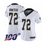 Women's New Orleans Saints #72 Terron Armstead White Vapor Untouchable Limited Player 100th Season Football Jersey