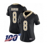 Women's New Orleans Saints #8 Archie Manning Black Team Color Vapor Untouchable Limited Player 100th Season Football Jersey