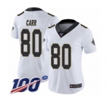 Women's New Orleans Saints #80 Austin Carr White Vapor Untouchable Limited Player 100th Season Football Jersey