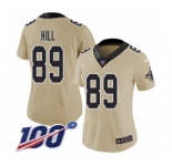 Women's New Orleans Saints #89 Josh Hill Limited Gold Inverted Legend 100th Season Football Jersey