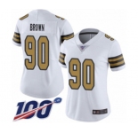 Women's New Orleans Saints #90 Malcom Brown Limited White Rush Vapor Untouchable 100th Season Football Jersey