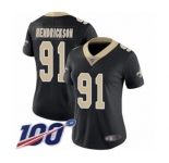 Women's New Orleans Saints #91 Trey Hendrickson Black Team Color Vapor Untouchable Limited Player 100th Season Football Jersey