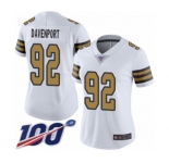 Women's New Orleans Saints #92 Marcus Davenport Limited White Rush Vapor Untouchable 100th Season Football Jersey
