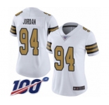 Women's New Orleans Saints #94 Cameron Jordan Limited White Rush Vapor Untouchable 100th Season Football Jersey