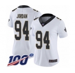 Women's New Orleans Saints #94 Cameron Jordan White Vapor Untouchable Limited Player 100th Season Football Jersey