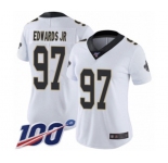 Women's New Orleans Saints #97 Mario Edwards Jr White Vapor Untouchable Limited Player 100th Season Football Jersey
