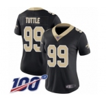 Women's New Orleans Saints #99 Shy Tuttle Black Team Color Vapor Untouchable Limited Player 100th Season Football Jersey