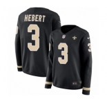 Women's Nike New Orleans Saints #3 Bobby Hebert Limited Black Therma Long Sleeve NFL Jersey