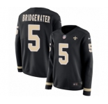 Women's Nike New Orleans Saints #5 Teddy Bridgewater Limited Black Therma Long Sleeve NFL Jersey